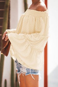 Buy More, SAVE More!

Long sleeve flared chiffon strapless neck openwork blouse Chiffon Long Sleeve, Swiss Dot, Loose Tops, Off The Shoulder Top, Off Shoulder Tops, Long Blouse, Affordable Fashion, New Outfits, Shoulder Top