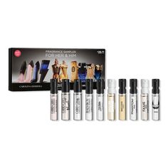 Iconic Multi-branded Fragrance Sampler for Her & Him - ULTA 10 VIAL SAMPLER BOXFeaturesGood Girl Blush Elixir, Carolina Herrera (0.05 oz)Good Girl Blush Eau de Parfum, Carolina Herrera (0.05 oz)Good Girl Eau de Parfum, Carolina Herrera (0.05 oz)Bad Boy Cobalt Elixir, Carolina Herrera (0.05 oz)Le Male Elixir, Jean Paul Gaultier (0.05 oz)Gaultier Divine Eau de Parfum, Jean Paul Gaultier (0.05 oz)Million Gold Eau de Parfum Intense, Jean Paul Gaultier (0.05 oz)Phantom Intense, Rabanne (0.05 oz)Fame Gaultier Divine, Le Male Elixir, Parfum Carolina Herrera, Good Girl Blush, Juicy Couture Perfume, Carolina Girl, Perfume Collection Fragrance, Shower Skin Care, Gods Girl