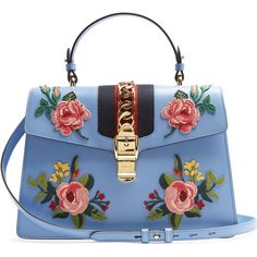 Gucci Sylvie large floral-appliqué leather shoulder bag (4 555 AUD) ❤ liked on Polyvore featuring bags, handbags, shoulder bags, gucci, light blue, leather purses, gucci handbags, light blue purse, blue leather shoulder bag and chain shoulder bag Gucci Sylvie Bag, Gucci Sylvie, Blue Shoulder Bag, Handbags Gucci, Gucci Purses, Gucci Purse, Fall Handbags, Blue Handbags, Bags Gucci