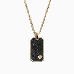 Effy Men's 14K Yellow Gold Black Diamond Dog Tag Pendant, 1.36 TCW Diamond Evil Eye Bracelet, Earrings Men, Black Diamond Necklace, Multi Gemstone Bracelet, Diamond Flower Pendant, Branded Items, Dog Tag Pendant, Diamond Evil Eye, White Gold Sapphire