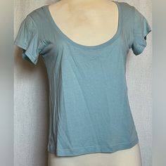 Color Is Blue Agave. Super Soft. Won’t Take Up A Lot Of Space In Your Suitcase (Or Drawer!). Casual Summer T-shirt With Scoop Back, Basic Cotton Top With Scoop Back, Cotton Scoop Back Top For Summer, Solid Cotton Tops With Scoop Back, Basic Spring Top With Scoop Back, Basic Scoop Back Top For Spring, Scoop Back Top For Everyday Wear, Basic Summer Top With Scoop Back, Blue Cotton Scoop Neck Top