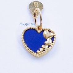 "Thank you for coming in! Genuine 14K yellow GOLD diamond charm pendant with beautiful royal blue Lapis and love heart design! THEY ARE STAMPED WITH \"14K ITALY\", but I could not show it clearly in the pictures. DIMENSION: 10.8mmX11.6mm(plus 5mmx7mm bail), 3.6mmx4.8mm hole MATERIAL: 14K yellow Gold, Lapis" Love Heart Design, Heart Charm Necklace, Blue Lapis Lazuli, Diamond Charm, Thank You For Coming, Blue Lapis, Fine Jewellery Necklace, Solid Yellow, Heart Design