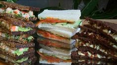 several sandwiches stacked on top of each other