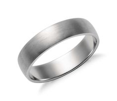 men's wedding band in 18k white gold with satin finish, 6mm width