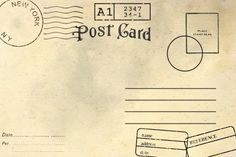 an old postcard with stamps on it that says post card, and the stamp has been replaced