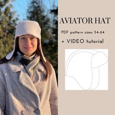 ABOUT THE PATTERN This is a digital PDF pattern. It includes seam allowances. It consists of 2 side pieces and a central piece, and a brim at the front. The hat has a lining.  Watch here my video tutorial for this hat: https://youtu.be/Kxa0Rdh-Qqo SIZES The hat is available in sizes 54, 56, 58, 60, 62, 64. These stand for the head girth in centimetres. Check last picture to see how to measure your head correctly.  You can make this hat for men or women. FABRIC Fabric recommendation: coat or jack Fur Hat Pattern, Trapper Hat Pattern, Flapper Hat, Aviator Hat, Trapper Hat, Trapper Hats, Hat For Men, Hat For Man, Winter Hat