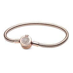 Pandora Moments Sparkling Crown O Snake Chain Bracelet, Pandora Rose™ O Monogram, Wrist Stack, Pandora Rose, Charms Pandora, Bracelet Pandora, Rose Bracelet, Gold Armband, Snake Chain Bracelets, Pandora Bracelet Charms