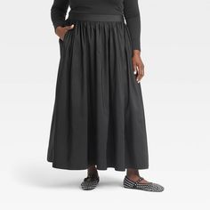 Women's Voluminous Maxi Skirt - A New Day™ Black 3X Solid Color Relaxed Fit Lined Maxi Skirt, Spring Full Length Maxi Skirt, Spring Full Length Relaxed Maxi Skirt, Solid Maxi Skirt With Elastic Waistband For Fall, Spring Relaxed Full Length Maxi Skirt, Spring Workwear Maxi Skirt With Elastic Waistband, Maxi Skirt With Elastic Waistband For Fall, Solid Gathered Maxi Skirt For Fall, Solid Color Gathered Maxi Skirt For Fall