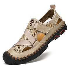 Category:Sandals; Upper Materials:Nappa Leather,Cowhide; Embellishment:Hollow-out; Season:Summer,Spring; Gender:Men's; Activity:Walking Shoes; Toe Shape:Round Toe; Style:Roman Shoes,Beach,Casual; Boot Shaft:Booties / Ankle Boots; Outsole Materials:TPU (Thermoplastic Polyurethane),TPR (Thermoplastic Rubber); Occasion:Outdoor,Daily; Closure Type:Elastic Band; Function:Wear Proof,Shock Absorbing,Non-slipping,Breathable,Handmade; Pattern:Braided; Shipping Weight:0.54; Listing Date:05/12/2021; 2021 T Leather Slip-on Sandals For Beach Season, Beige Round Toe T-strap Sandals For Beach, Beige T-strap Sandals With Round Toe For Beach, Beige T-strap Sandals For The Beach, Leather Slip-on Sandals For Beach, Beige Closed Toe Sport Sandals For Summer, Brown Open Toe Sport Sandals For Vacation, Beige Leather Sport Sandals For Summer, Beige T-strap Sandals With Round Toe For Vacation