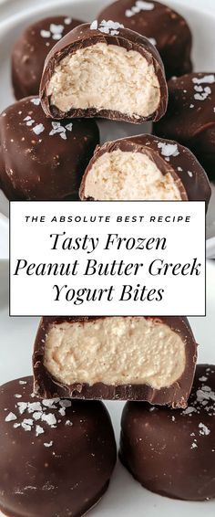 Image for Tasty Frozen Peanut Butter Greek Yogurt Bites Nonfat Greek Yogurt Recipes, Greek Yogurt Treats, Yogurt Bites Recipe, Greek Yogurt Bites, Greek Yogurt Recipes Dessert, Peanut Butter Greek Yogurt, Yogurt Dessert Recipes, Easy Summer Snacks, Greek Yogurt Dessert