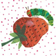 the very hungry caterpillar is on top of the strawberry