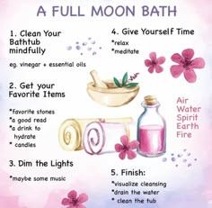 Full Moon Bath Salts Recipe, Full Moon Bath, Milk Bath Recipe, Bath Soak Recipe, Bath Rituals