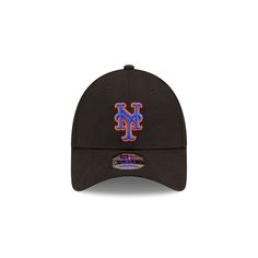 The New York Mets The League Alt 9FORTY Adjustable Cap features an embroidered Mets logo at the front panels with a team logo and wordmark on a hook-and-loop closure at the rear and a black undervisor. Black Hat With Logo Detail For Streetwear, Black Hat With Logo For Streetwear, Black Hats With Logo Detail For Streetwear, Casual Black Baseball Cap With Logo Detail, Black Baseball Cap With Logo, Curved Visor, Black Baseball Cap With Logo Detail, Black Hat With Letter Patch And Curved Bill, Black Curved Bill Hat With Letter Patch, Black Dad Hat With Embroidered Logo Flat Bill