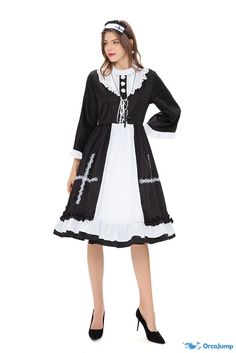 OrcaJump - Orcajump - Blanco y negro maid maid ropa uniforme de juego de rol de reparación de ropa de niña tema de la fiesta rendimiento ropa - Venta Final Mansion Outfit, Red Cross Nurse, Nurse Outfit, Dress Name, The Catacombs, Nurse Costume, Girls Uniforms, Uniform Fashion, Maid Dress