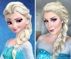 Elsa Makeup Look For Kids, Frozen Make Up, Elsa Hairstyle Kids, Elsa Eyeshadow