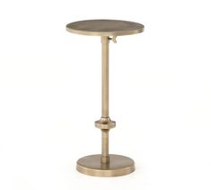 a round metal table with a wooden top on a white background in the style of art deco