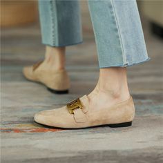 Borda Women's Flat Loafer Shoes | Ultrasellershoes.com – Ultra Seller Shoes Casual Spring Flats With Metal Feet, Trendy Beige Loafers With Round Toe, Trendy Beige Flats For Work, Trendy Beige Workwear Flats, Trendy Beige Almond Toe Loafers, Trendy Loafers With Metal Feet And Flat Heel, Casual Loafers With Metal Feet And Pointed Toe, Trendy Beige Round Toe Loafers, Trendy Beige Flats For Workwear