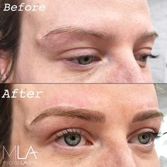 OMG, that shape!  This blonde beauty is now ready to take on the world -- brows first!  Brows by Lindsey more brows here  microbladingla.com/?utm_content=bufferbfc43&utm_medium=social&utm_source=pinterest.com&utm_campaign=buffer #microblading #pmu #blondebrows Makeup Dewy, Ideas For Makeup, Beautiful Eyebrows, Semi Permanent Makeup, Makeup Services