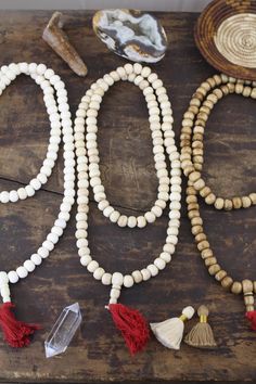 108 Bead Mala: 10mm, Neutral Yoga Inspired Jewelry, Boho Necklace for Fashion or Meditation Cowie Shell, Bead Styles, Beaded Boho Necklace, Intentional Life, Cow Bones, Mala Bead Necklace, 108 Mala Beads, Necklace Display, 108 Bead