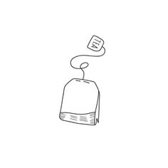 a black and white drawing of a hat with a tag on it's head