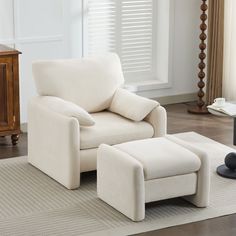 The spacious armrest design offers excellent support, enhancing comfort while adding a modern touch. The removable cushion seamlessly integrates with the seat, enhancing comfort during leisure time. It can be paired with a footrest to transform into a recliner, providing versatile functionality for various occasions and needs. Oversized Accent Chair, Accent Chair With Ottoman, Reading Space, Chair With Ottoman, Chair And Ottoman Set, Single Sofa Chair, Upholstered Armchair, Chair Ottoman, Comfy Sofa