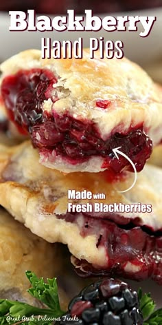 blackberry hand pies are stacked on top of each other