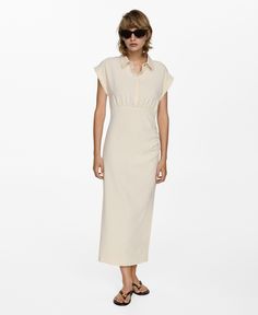 in stock Spring Neutral Collared Dress, Beige Classic Midi Dress For Daywear, Elegant Cream Shirt Dress For Daywear, Summer Cream Shirt Dress For Work, Cream Collared Dress For Work, Classic Beige Summer Midi Dress, Collared Cream Dress For Work, Summer Cream Midi Dress For Work, Classic Beige Maxi Dress For Spring