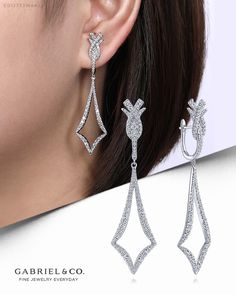 18K White Gold Fashion Earrings EG13733W84JJ #GabrielNY #DiamondJewelry #FineJewelry #GabrielAndCo #UniqueJewelry #FineJewelry#FashionJewelry#UniqueJewelry#GiftIdeas#UniqueGifts #DiamondJewelry #Jewelry #Earrings#FashionEarrings#WhiteGoldEarrings#WhiteGoldFashionEarrings#GoldEarrings#GoldFashionEarrings Elegant Cubic Zirconia Jewelry For Formal Events, Elegant Cubic Zirconia Wedding Jewelry, Elegant Sterling Silver Diamond Ring, Elegant 14k White Gold Rose Gold Jewelry, Modern 14k White Gold Jewelry With Diamond Accents, Formal Fine Jewelry Diamond Ring With Elegant Design, Formal Platinum Jewelry With Elegant Design, Formal White Gold Cubic Zirconia Wedding Ring, Elegant Wedding Jewelry With Pave Setting