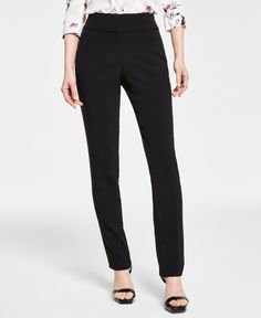 in stock Formal Mid-rise Stretch Bottoms, Formal Stretch Mid-rise Bottoms, Sleek Stretch Tapered Leg Bottoms, Sleek Elastane Bottoms With Tapered Leg, Black Stretch Ankle-length Work Pants, Sleek Black Ankle-length Pants, Black Elastane Tapered Leg Bottoms, Classic Black Elastane Bottoms, Black Mid-rise Bottoms For Workwear