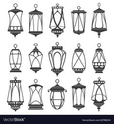 a set of nine different types of lanterns