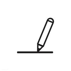 a black and white line drawing of a pen on a table top with the tip pointing upward