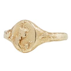 The Mini Signet Ring by Ellis Mhairi Cameron features a classic signet design with a handcrafted texture, giving the gold a satin, molten look. Inspired by ancient artifacts and tools excavated in Scotland, this ring is like a modern day relic. Metal: 14k Yellow GoldMeasurements: Setting width: 9mm, Setting length: 7mm, Setting height: 2mm, Band width: 2mm Size 6.5, 7.25 in stock Shipping and Delivery: IN STOCK items will ship within 2 business days Sizes not In Stock will be Resized Resize Fee Hand Cast Oval Gold Jewelry, Hand Cast Gold Jewelry In Oval Shape, Gold Ancient Style Signet Ring For Ceremonial Use, Heirloom 14k Gold Hand Cast Jewelry, Heirloom 14k Gold Hand-cast Jewelry, Gold Engraved Signet Ring With Antique Style, Hand Cast 14k Gold Wedding Rings, 14k Gold Hand Cast Wedding Rings, Anniversary Hammered Yellow Gold Signet Ring