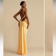 Arcina Ori Monique Dress Size: Xl Elevate Your Presence With Monique, A Mesmerising Floor-Length Gown Designed For Modern Elegance. Crafted In A Luxurious Rich Yellow Hue Cut On The Bias, Monique Is Made To Accentuate Your Curves And Ignite The Senses. She Features An Asymmetrical One-Shoulder Design With A Striking Open Back. Finely Finished With Crossover Detailing And Sculpted To Embrace The Feminine Form. Her Strap Flows Gracefully Over The Back, Securing At The Side Hip. Crafted From A High Open Back Wedding Guest Dress, Arcina Ori Dress, Luxury Backless Gown, Luxury Floor-length Bias Cut Dress, Luxury Bias Cut Evening Gown, Yellow Silk Formal Gown, Elegant Yellow Backless Dress, Luxury Bias Cut Floor-length Gown, Luxury Bias-cut Floor-length Gown