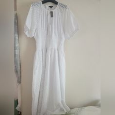 Provence Smocked-Waist Midi Dress In Eyelet White Sizes M, L Available Bnwt. Sizes Available: 3 L & 2 M Available. This Listing Is About The White Color. Other Colors Are For Illustration Only. They Are Available In My Store. White Smocked Short Sleeve Dress For Daywear, White Short Sleeve Smocked Day Dress, White Smocked Dress With Short Sleeves For Daywear, White Short Sleeve Smocked Dress For Daywear, White Smock Midi Length Dress, White Midi Smock Dress, White Smocked Dress For Daywear, White Midi Dress With Smock Details, White Midi Smocked Dress