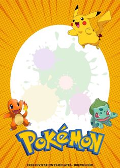 the pokemon movie poster is shown in front of an orange background with two pikachu and