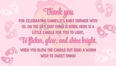 a baby shower poem with footprints and pink background