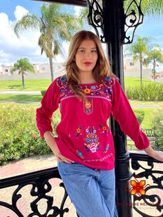 Get the best outfit of your life. Mexican blouse for your best moments. Beautiful Mexican Blouse hand Embroidered, Long Sleeve. Very comfortable, Goes great with jeans, leggings, skirt, shorts, jacket... Top woman in one sizes. Each piece is unique and handmade with dedication and taking care of every detail achieving the best quality in our products, which is why it makes it beautiful and unique each of the embroidered flowers. Handmade blouses, so the embroidery color is unique and can change Casual Long Sleeve Blouse With Multicolor Embroidery, Casual Embroidered Top For Fall, Fitted Casual Embroidered Top For Fall, Casual Fitted Embroidered Top For Fall, Casual Long Sleeve Embroidered Top With Floral Embroidery, Casual Long Sleeve Top With Floral Embroidery, Casual Floral Embroidered Top For Festivals, Casual Embroidered Top For Fall With Relaxed Fit, Casual Embroidered Pink Top