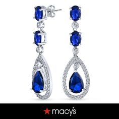 in stock Elegant Blue Teardrop Earrings For Party, Blue Cubic Zirconia Chandelier Earrings For Party, Blue Teardrop Chandelier Earrings For Formal Occasions, Blue Teardrop Earrings For Party, Elegant Blue Chandelier Earrings For Party, Elegant Royal Blue Earrings For Party, Formal Blue Teardrop Chandelier Earrings, Elegant Blue Drop Chandelier Earrings, Blue Crystal Chandelier Earrings For Party