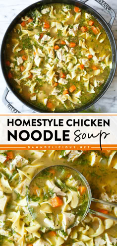 Need a cozy dinner? This easy comfort food is a classic! So warm and so soothing, this Homestyle Chicken Noodle Soup is the perfect winter dish on chilly nights. Pin this good soup recipe for later! Homestyle Chicken Noodle Soup, Classic Chicken Noodle Soup, College Recipes, College Cooking, Soup Homemade, Hearty Soup Recipes, Comforting Dinner, Squeezed Lemon, Best Soup