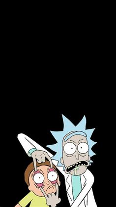 rick and mort in the dark with one holding a knife to his face, while another is