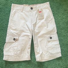 Levi’s Size 10 Light Tan Nwt! White Cotton Cargo Shorts For Summer, White Cargo Shorts For Spring, White Cotton Summer Cargo Shorts, Spring White Cargo Shorts, Casual White Cargo Shorts For Summer, White Cotton Cargo Shorts With Pockets, Casual White Cargo Shorts, White Cargo Shorts With Pockets, White Cotton Cargo Shorts With Built-in Shorts