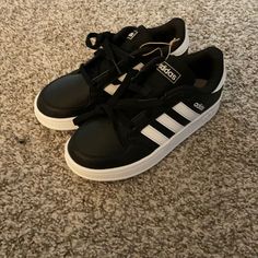 New With Tag; Black And White Adidas Adidas School Sneakers, Adidas Synthetic Skate Shoes With Round Toe, Adidas Sporty Sneakers For School, Sporty Adidas Sneakers For School, Adidas Low-top Sneakers For School, Adidas Casual Sneakers For School, Adidas Black Casual Skate Shoes, Black Adidas Casual Skate Shoes, Casual Black Adidas Skate Shoes