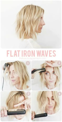 Flat Iron Waves Flat Iron Waves, Long Bobs, Curl Your Hair, How To Curl Short Hair, Flat Irons, Frizz Free Hair, Peinados Fáciles Para Cabello Corto, Flat Iron Hair Styles