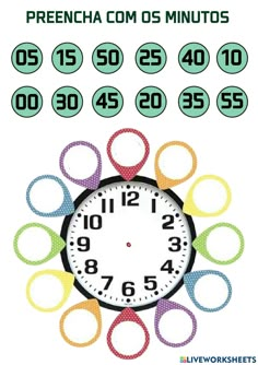 an image of a clock with numbers in the middle and one on the side that says spanish com os minutos