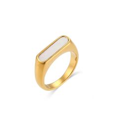 As a true testament to elegance and beauty, the Anela Mother of Pearl Ring is a timeless piece for any wardrobe. The mother of pearl stone captures the light for a statement look, making it perfect for any occasion. Make a sophisticated statement with this stunning piece. Stainless Steel 18K Gold PVD Plated - Made to last! Hypoallergenic, Tarnish free Luxury Mother Of Pearl Rings For Wedding, Luxury Mother Of Pearl Wedding Ring, Elegant Gold Rings With Mother Of Pearl, Classic Mother Of Pearl Ring As A Gift, Classic Mother Of Pearl Ring As Gift, Classic Mother Of Pearl Ring For Gift, Elegant Polished Opal Open Ring, Elegant Gold Moonstone Open Ring, Elegant Opal Open Ring With Polished Finish