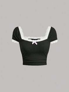 Cute Shirt, Lace Bows, Really Cute Outfits, Dream Clothes, Plus Size T Shirts, Cute Black, Cute Tops, Cute Shirts