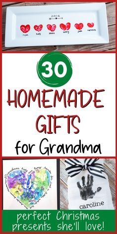 homemade gifts for grandma to make with the kids at christmas time, including handprints and