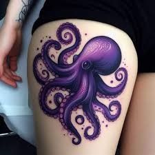 an octopus tattoo on the thigh