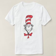 This classic Dr. Seuss graphic features the Cat in the Hat head. Cat Crazy, The Cat In The Hat, Dr Suess, Cat In The Hat, Party Essentials, Vintage T Shirts, Cat T Shirt, Womens Basic, Designer Gifts