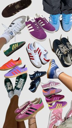 many different colored shoes are arranged in a circle